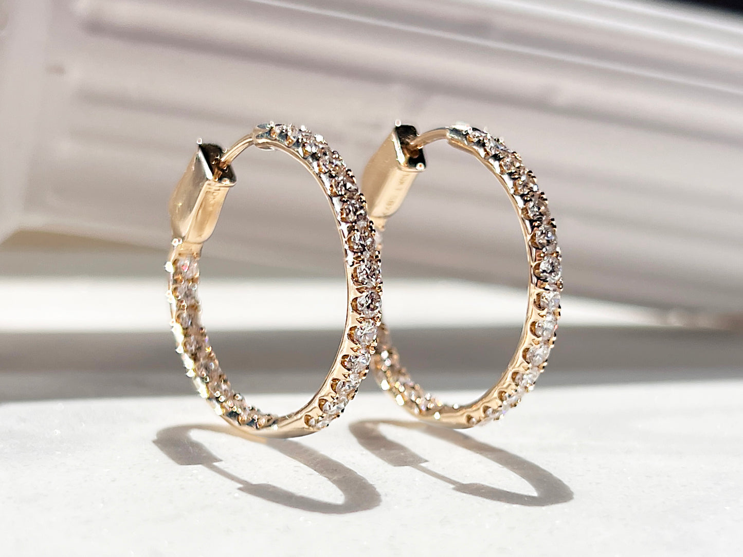 2ctw Diamond Inside Outside Hoop Earring Yellow Gold