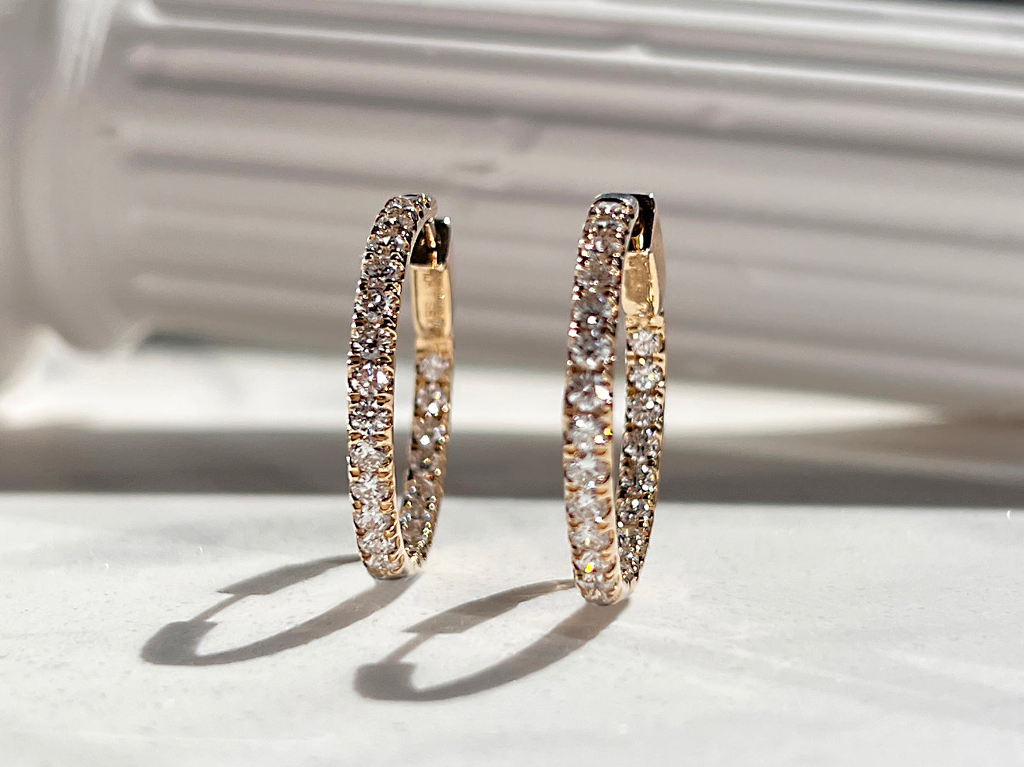 2ctw Diamond Inside Outside Hoop Earring Yellow Gold