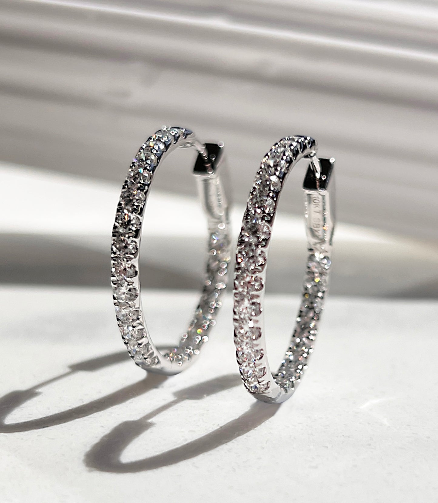 2ctw Diamond Inside Outside Hoops White Gold