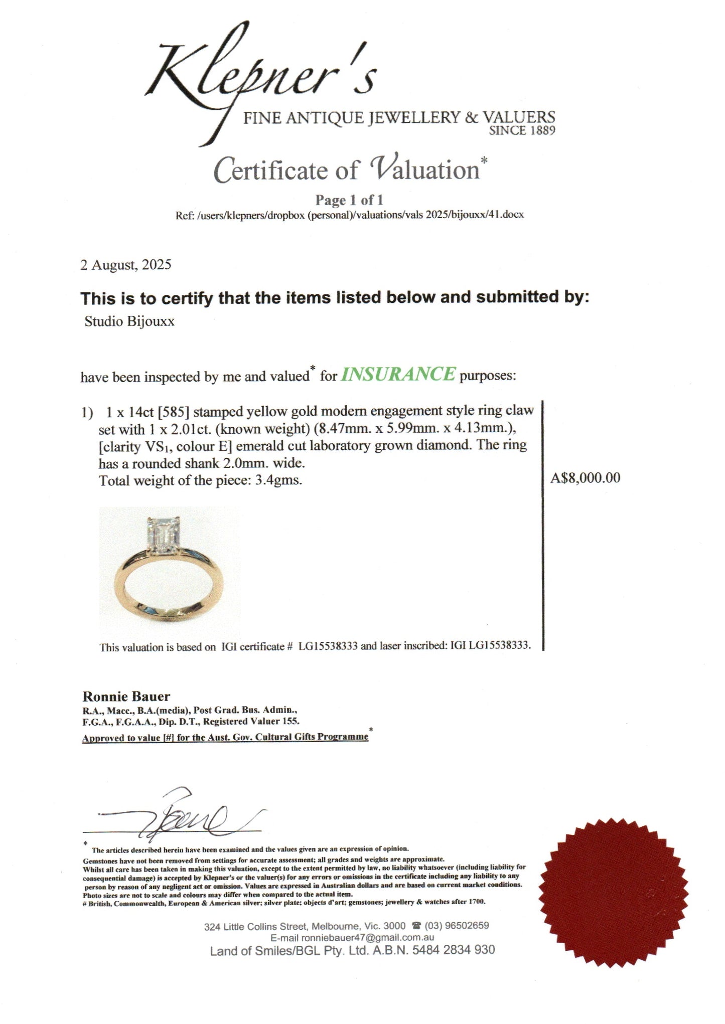 2ct Emerald Cut Diamond Solitaire Ring Yellow Gold