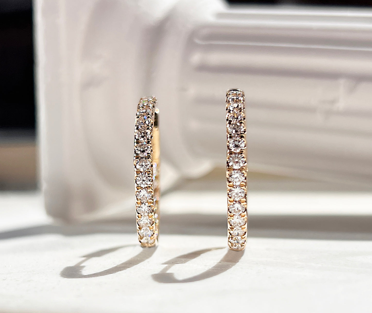 2ctw Diamond Inside Outside Hoop Earring Yellow Gold
