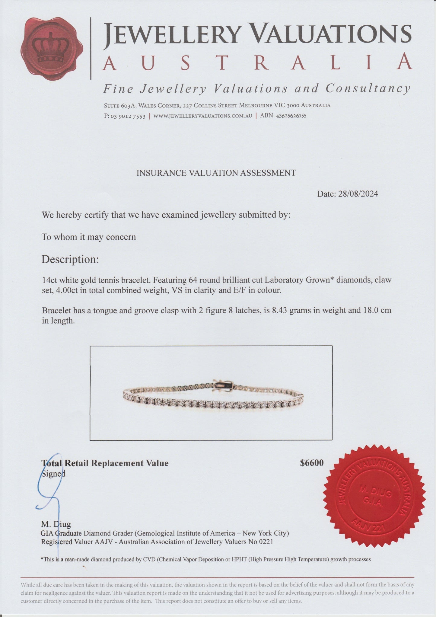 4ct Diamond Tennis Bracelet