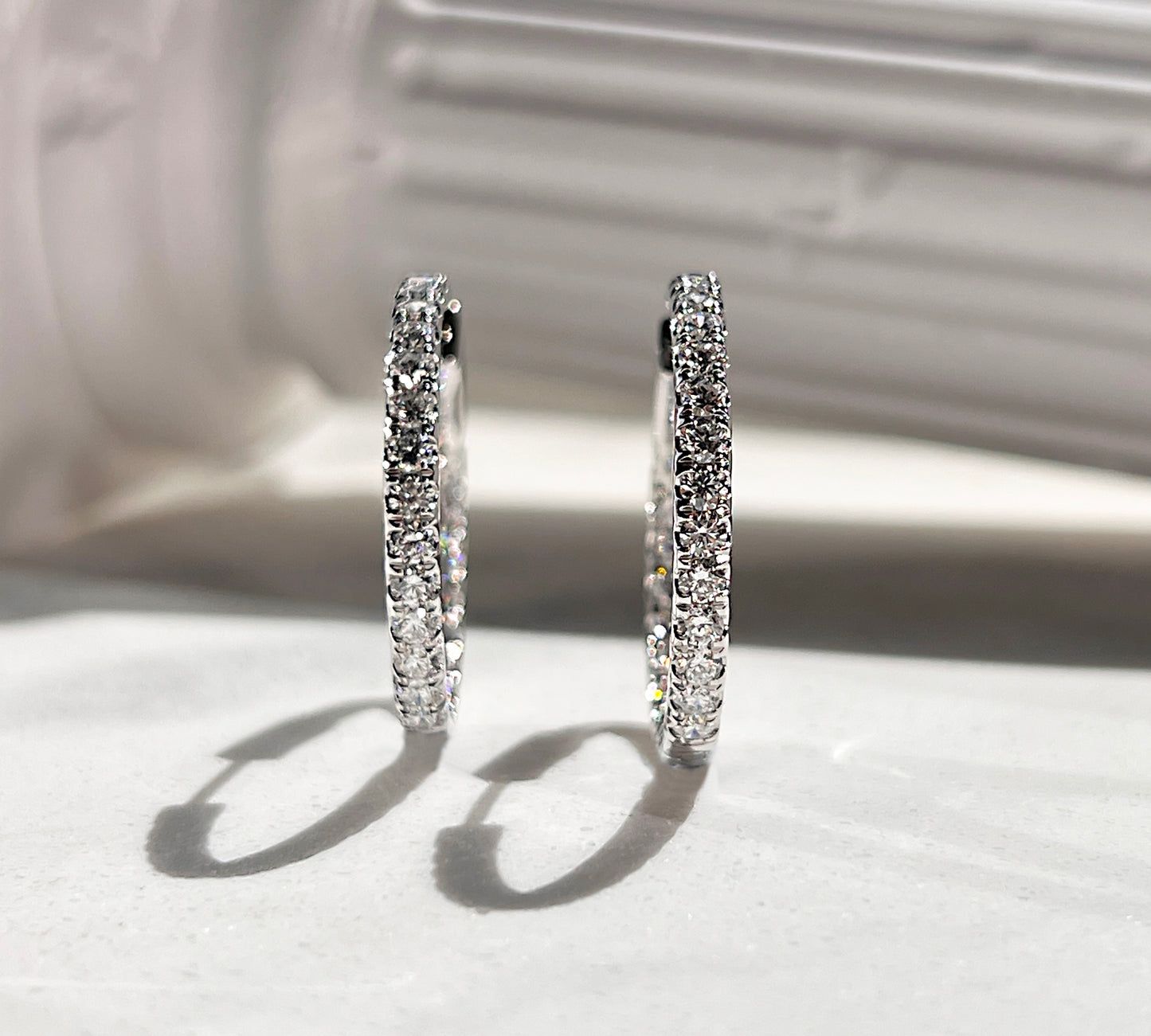 2ctw Diamond Inside Outside Hoops White Gold