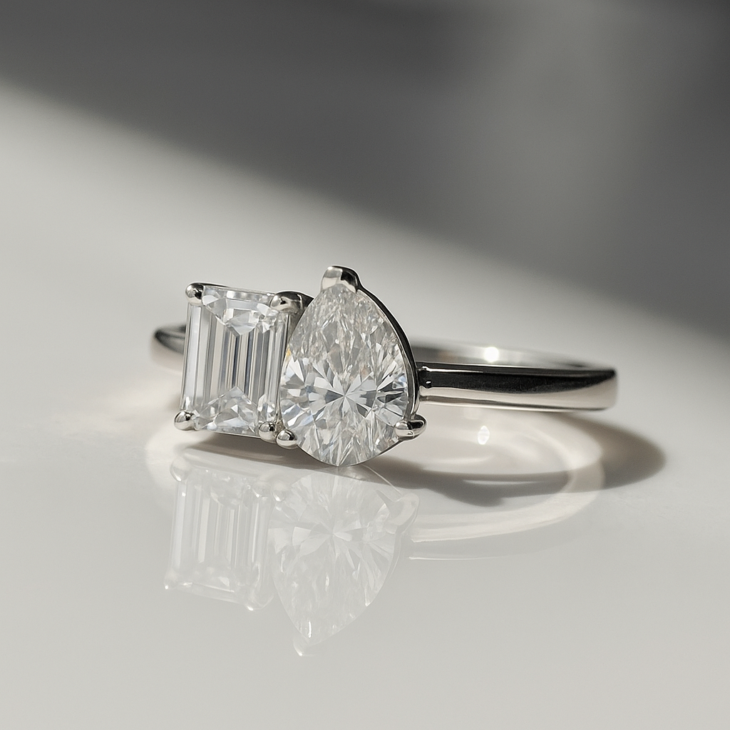 Toi et Moi 1.75ct Pear & Emerald Cut Ring