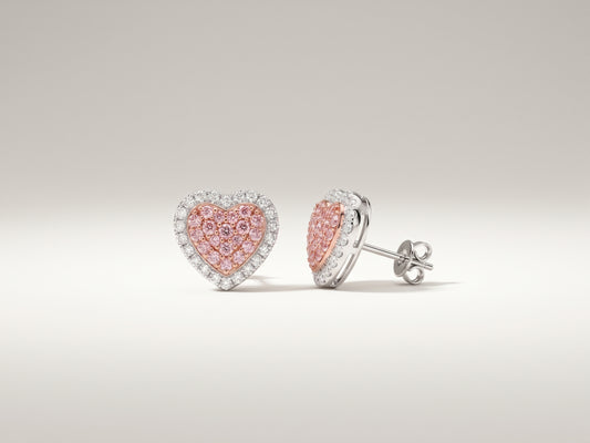 Jody | 1.00ct Pink & White Diamond Heart Earrings