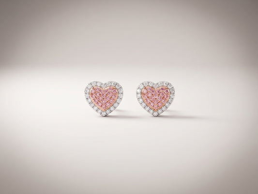 Jody | 1.00ct Pink & White Diamond Heart Earrings