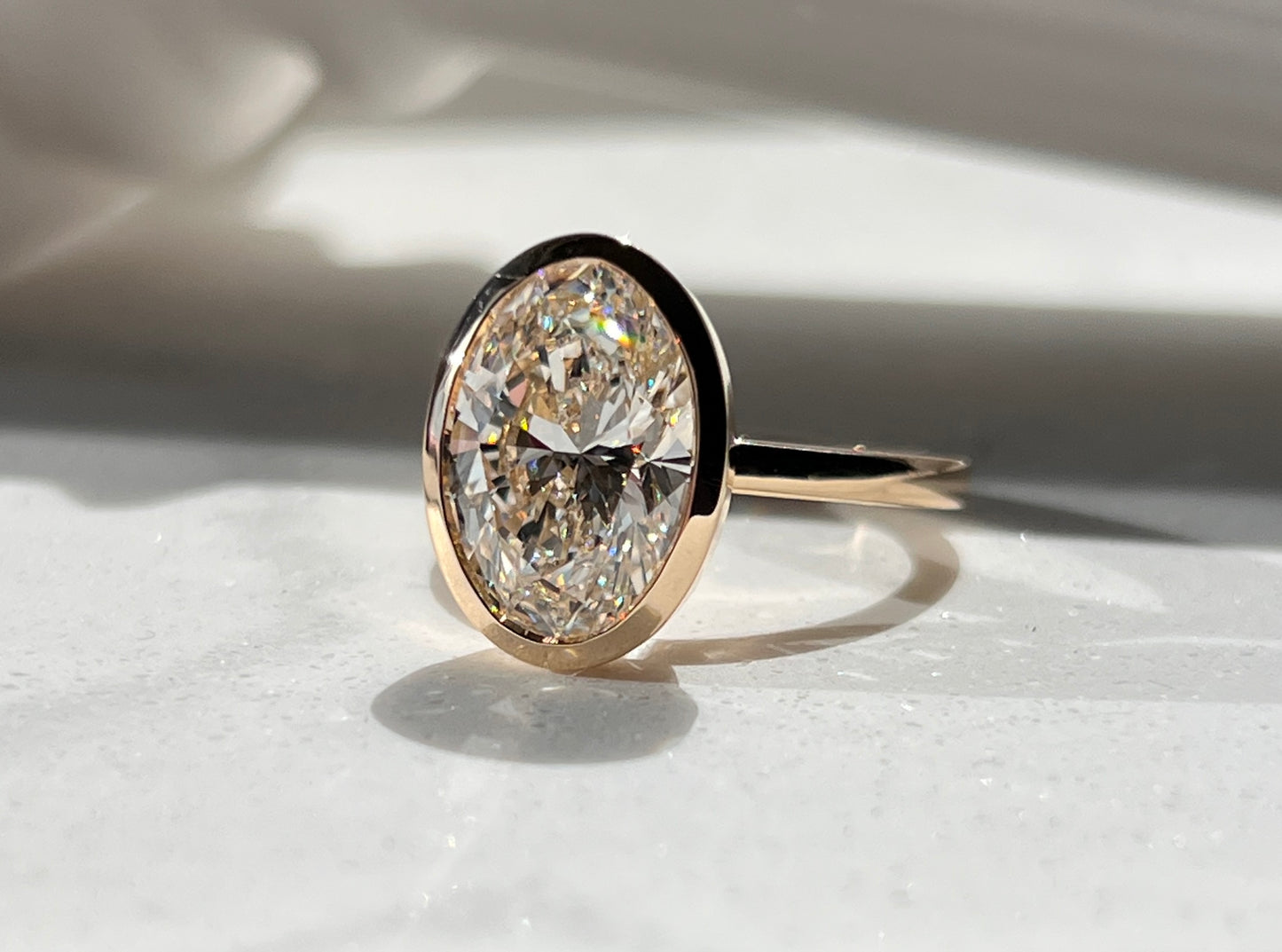 5.00ct Bezel Set Oval Cut Diamond Ring