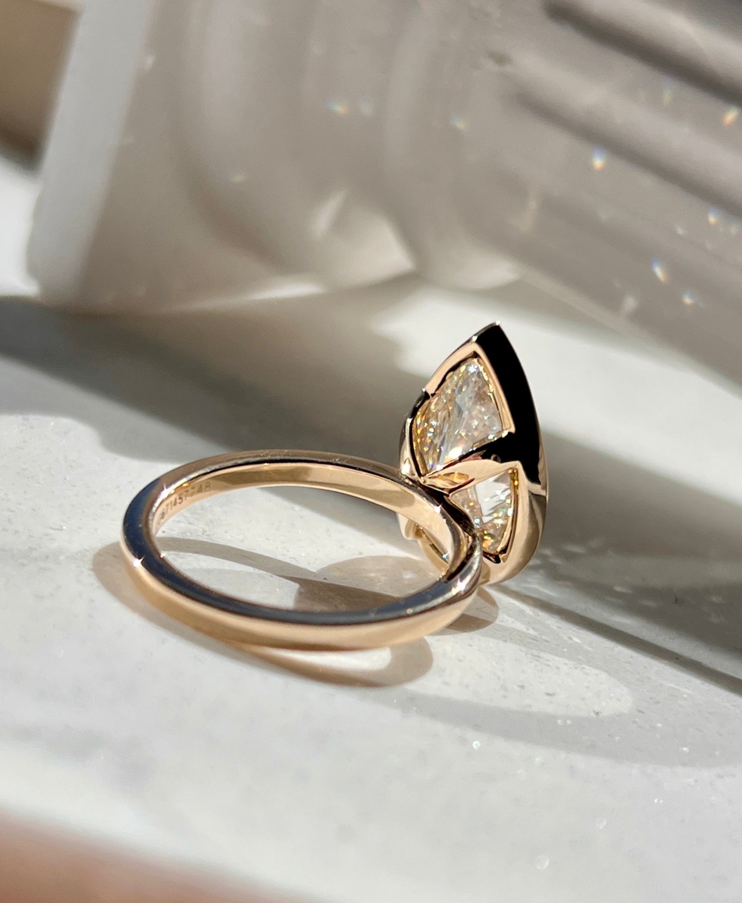5ct Bezel Set Pear Cut Diamond Ring