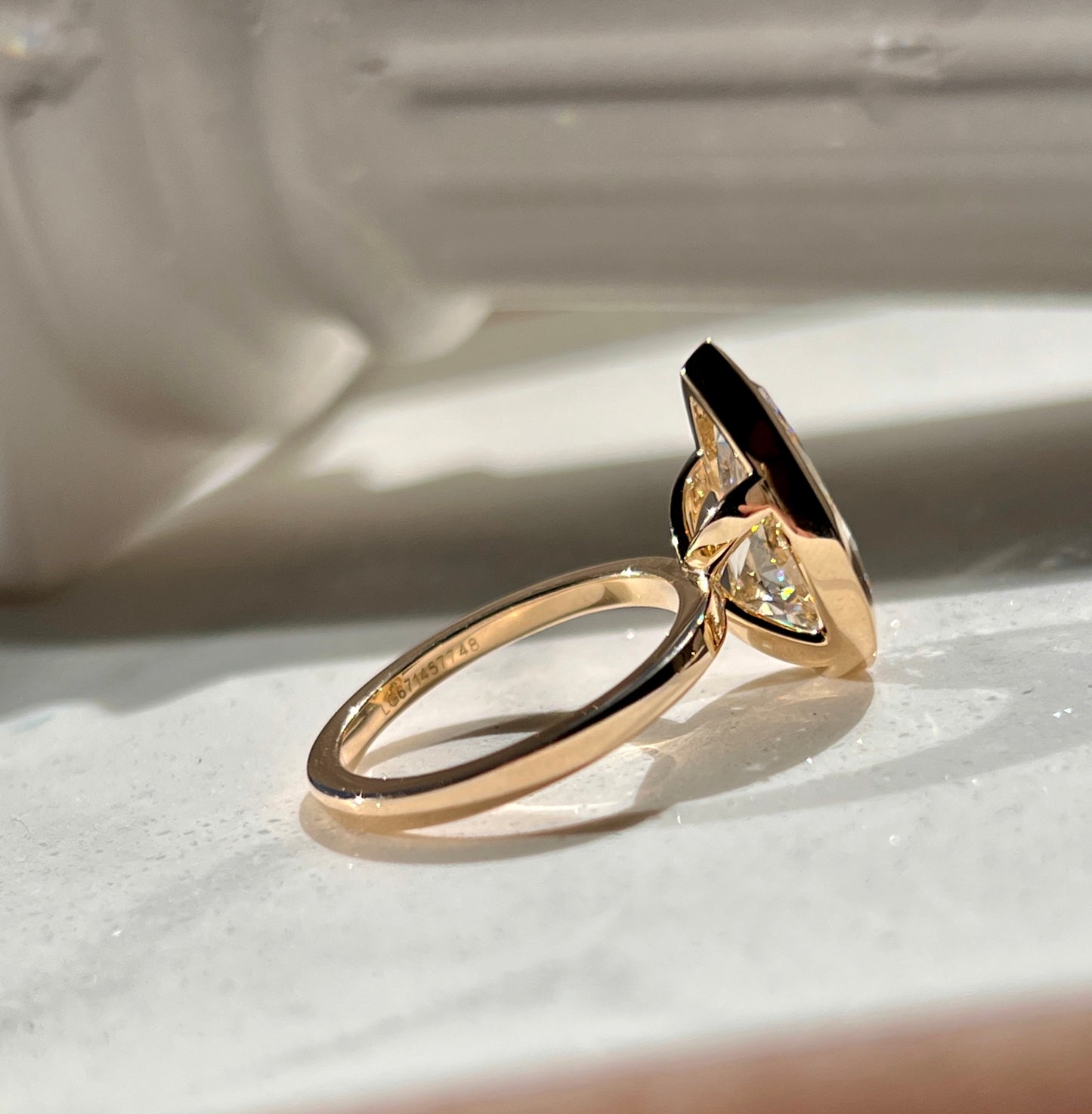 5ct Bezel Set Pear Cut Diamond Ring
