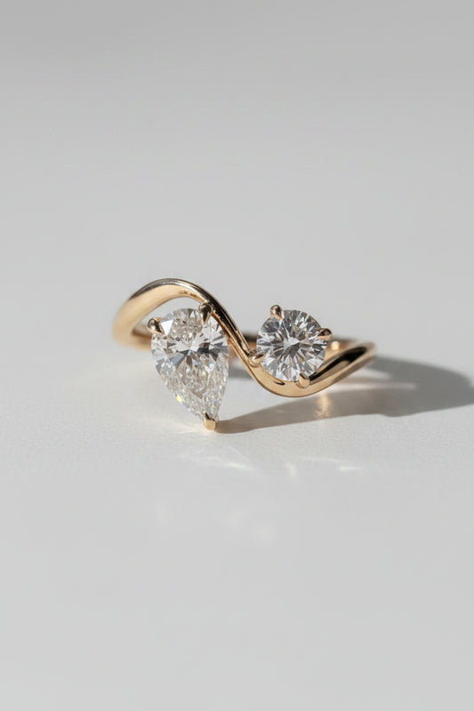 Poppy | 1.50ct Diamond Toi et Moi Yellow Gold Ring