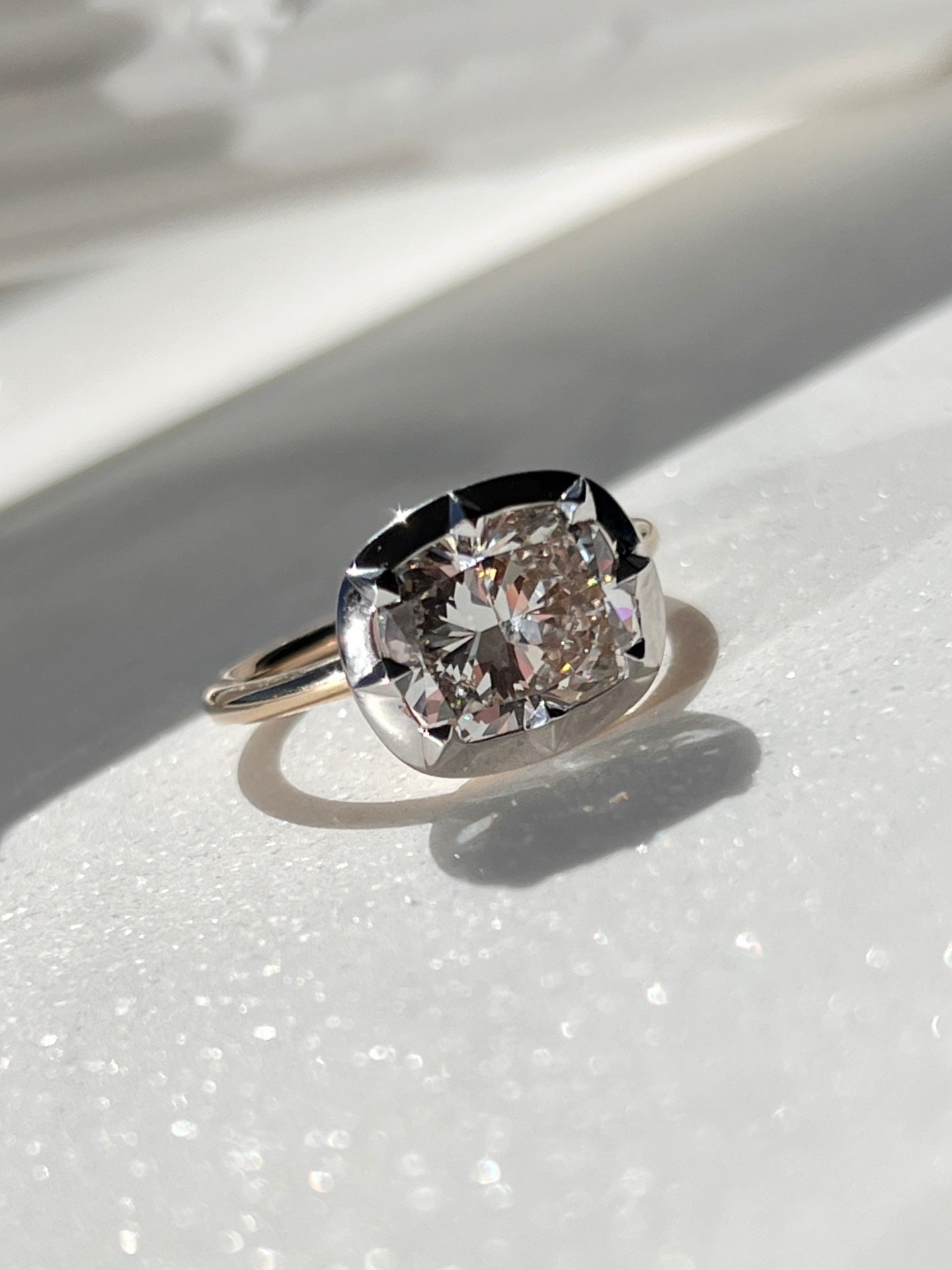 Cushion Cut East-West Georgian Cut Down Victorian Ring