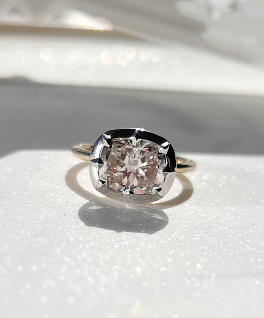 Cushion Cut East-West Georgian Cut Down Victorian Ring