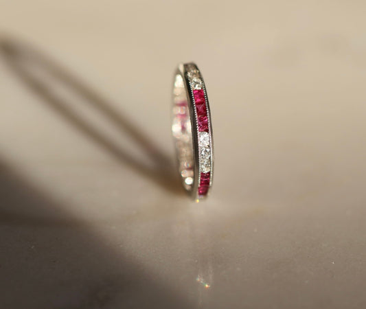 Platinum Diamond & Ruby Eternity Band