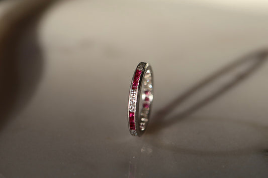Platinum Diamond & Ruby Eternity Band