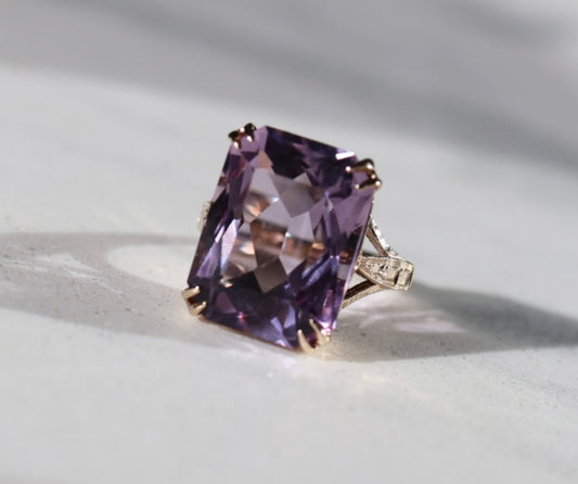 Vintage Mixed Cut Natural Amethyst Ring