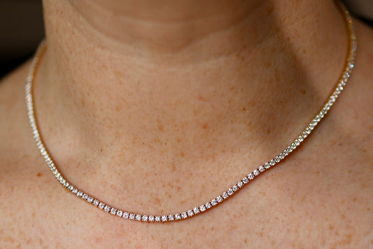 7ct Diamond Tennis Necklace Yellow Gold