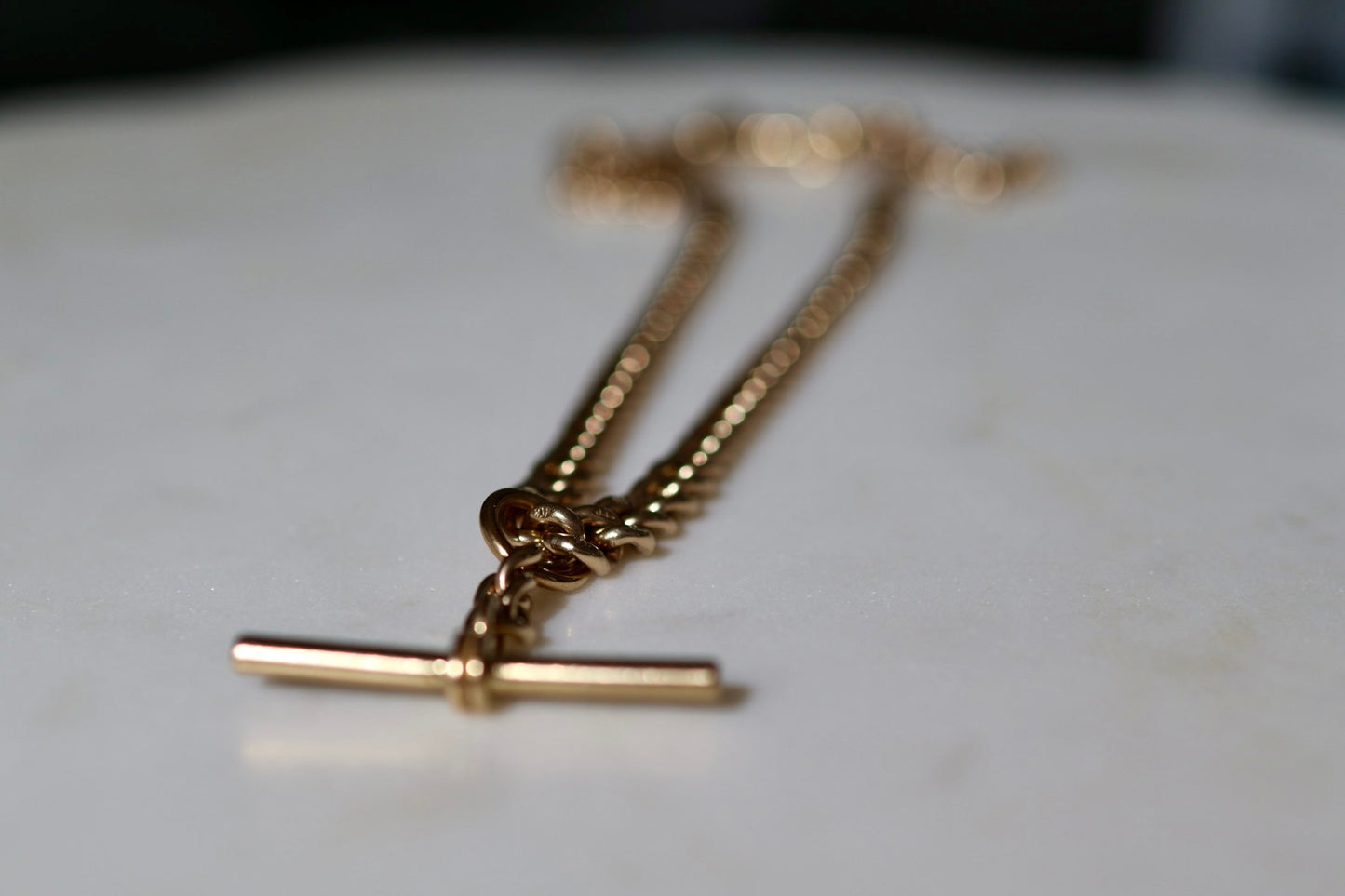 Antique-Style Yellow Gold Graduated Fob Chain