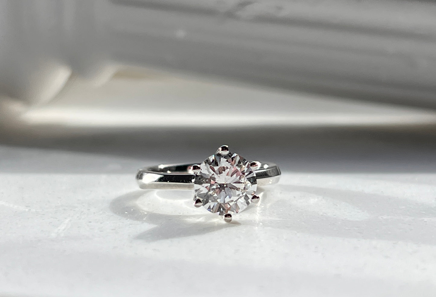 2ct Round Diamond Solitaire Ring 18kt White Gold