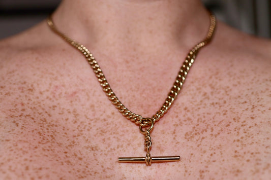 Antique-Style Yellow Gold Graduated Fob Chain