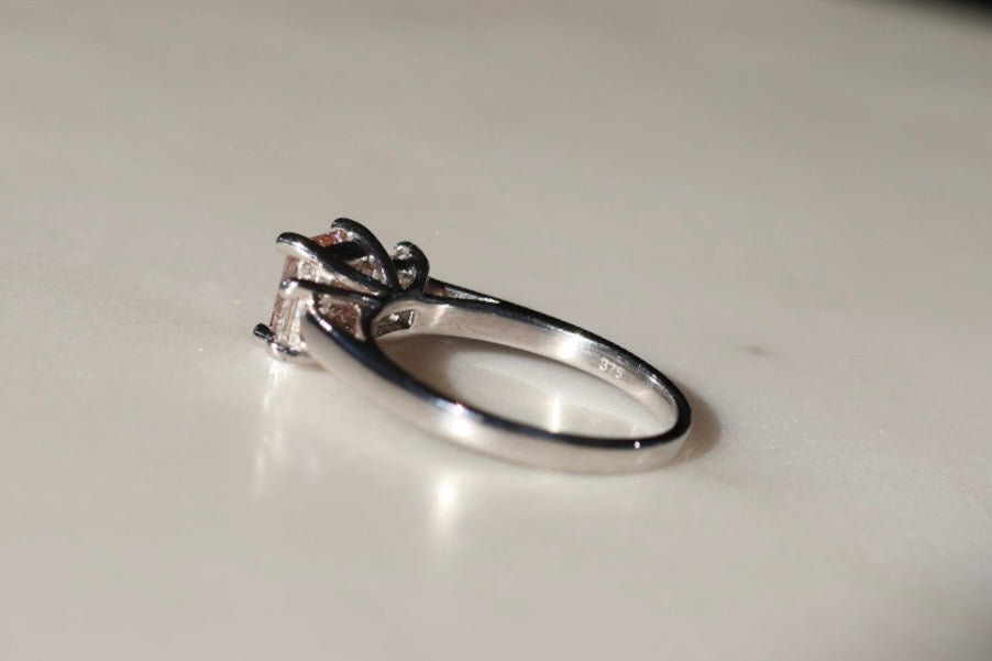 1.60ct Pink & White Princess Cut Diamond Trilogy Ring