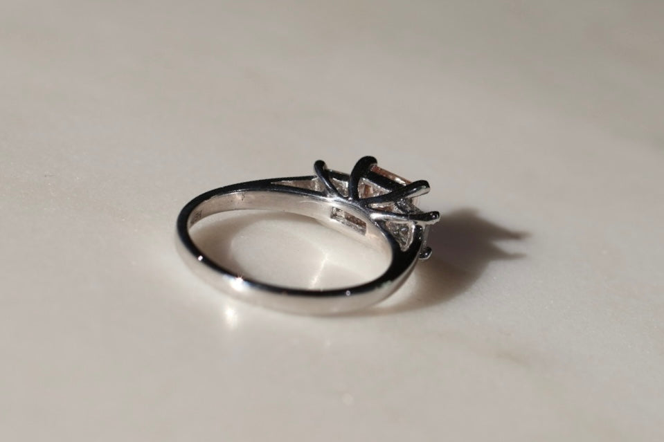 1.60ct Pink & White Princess Cut Diamond Trilogy Ring