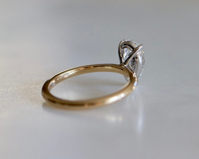 1.5ct Peat Cut Diamond Solitaire Ring Two Tone Gold