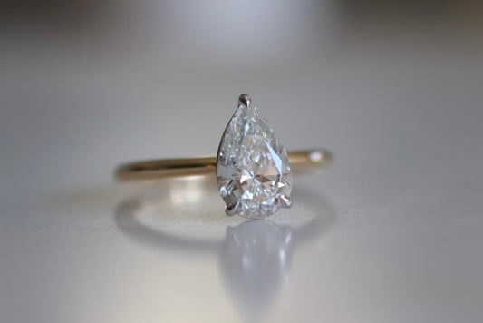 1.5ct Peat Cut Diamond Solitaire Ring Two Tone Gold