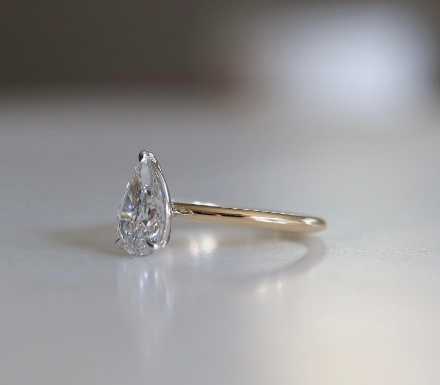 1.5ct Peat Cut Diamond Solitaire Ring Two Tone Gold
