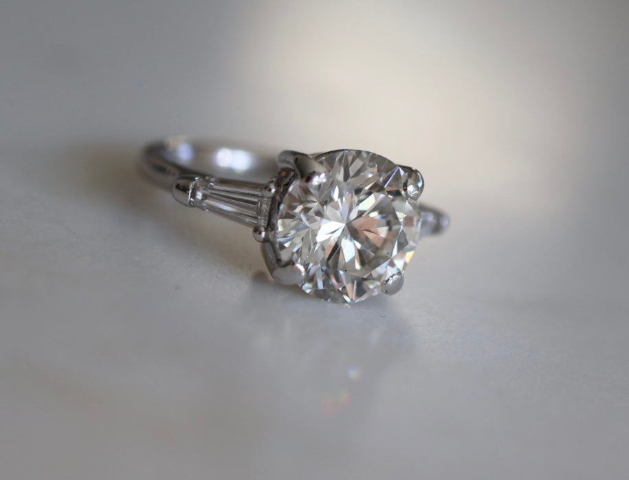 5.50ct Round & Baguette Cut Diamond White Gold Ring