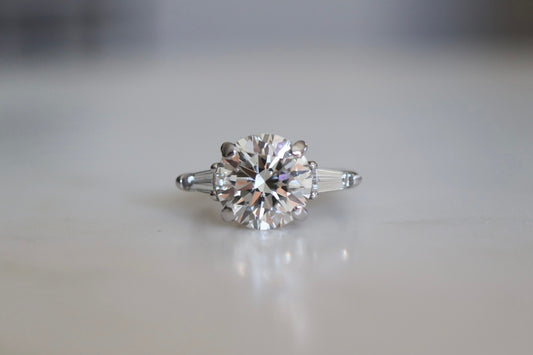 5.50ct Round & Baguette Cut Diamond White Gold Ring