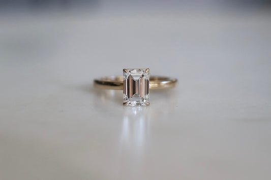 2ct Emerald Cut Diamond Solitaire Ring Yellow Gold