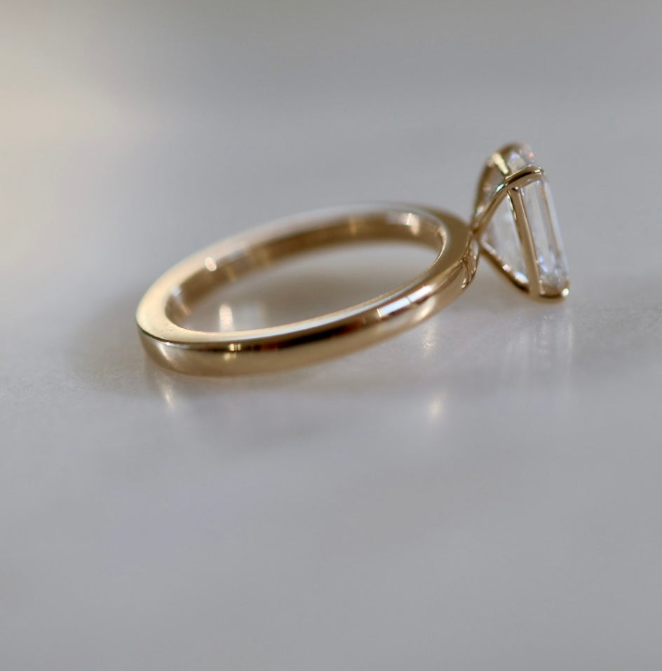 2ct Emerald Cut Diamond Solitaire Ring Yellow Gold