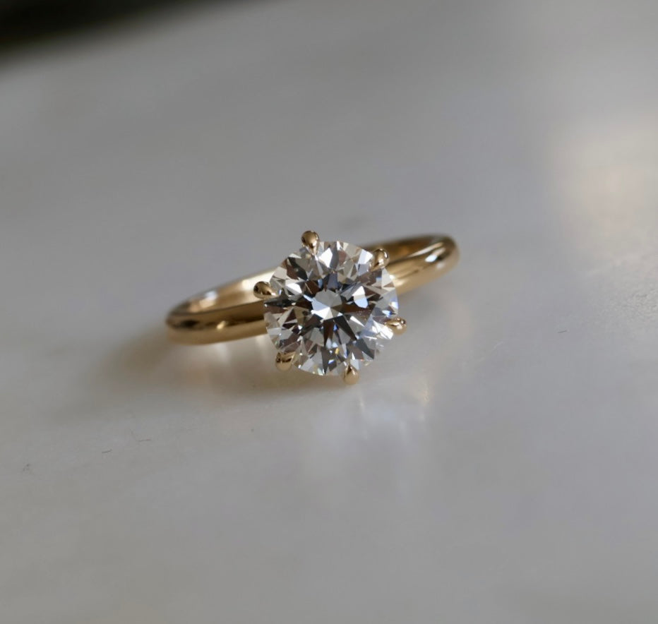 2ct Round Brilliant Cut Diamond Solitaire Ring Yellow Gold
