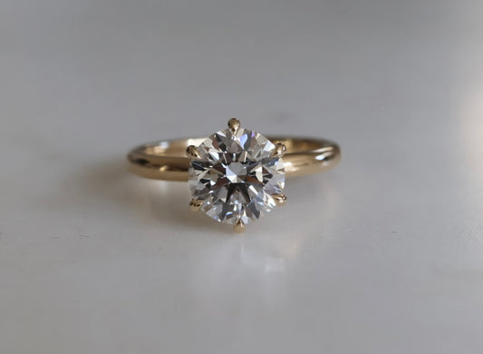 2ct Round Brilliant Cut Diamond Solitaire Ring Yellow Gold