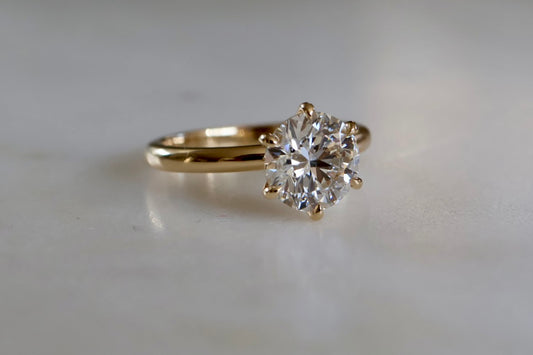 2ct Round Brilliant Cut Diamond Solitaire Ring Yellow Gold