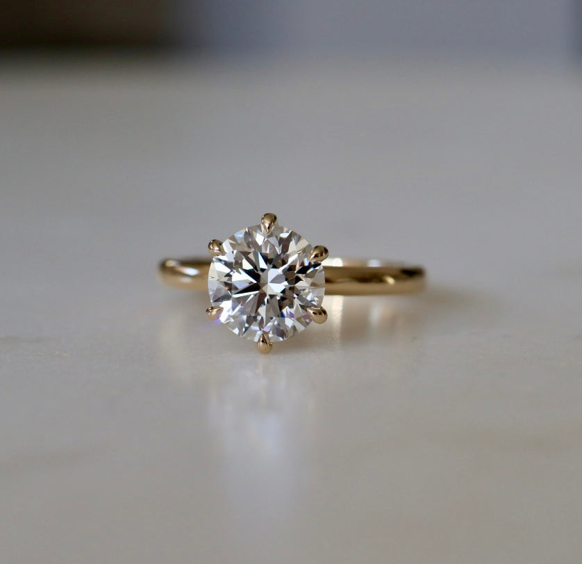 2ct Round Brilliant Cut Diamond Solitaire Ring Yellow Gold