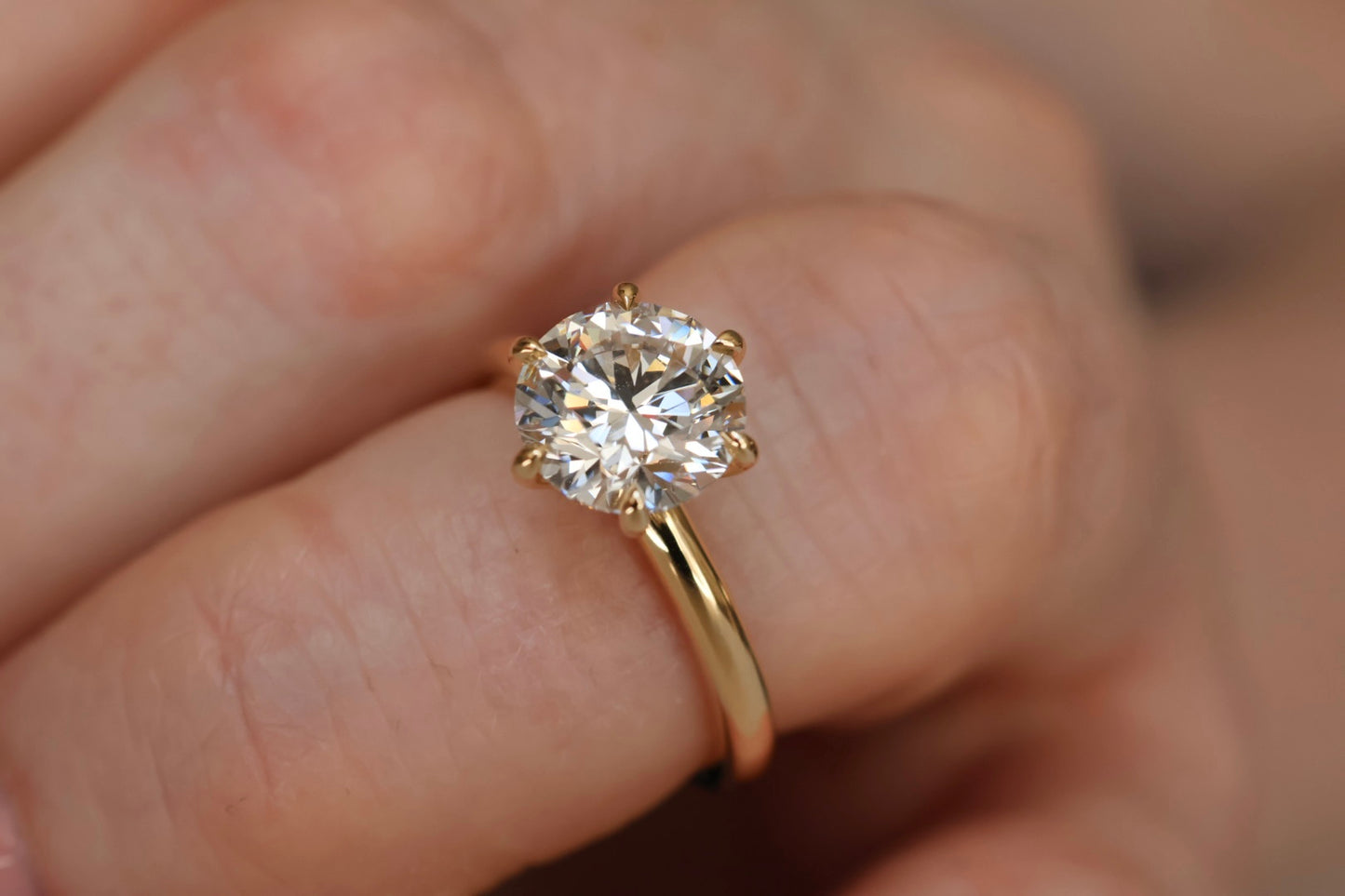 2ct Round Brilliant Cut Diamond Solitaire Ring Yellow Gold