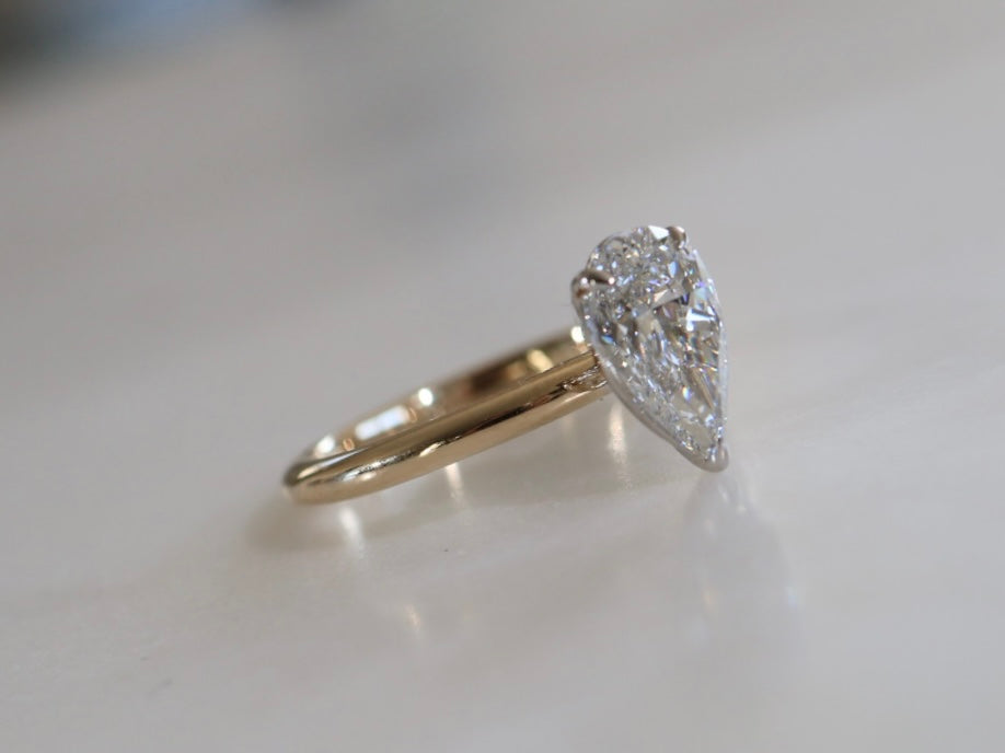 1.5ct Peat Cut Diamond Solitaire Ring Two Tone Gold
