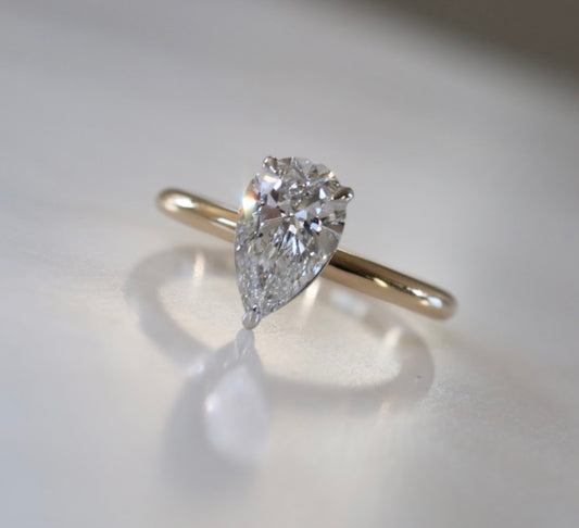 1.5ct Peat Cut Diamond Solitaire Ring Two Tone Gold