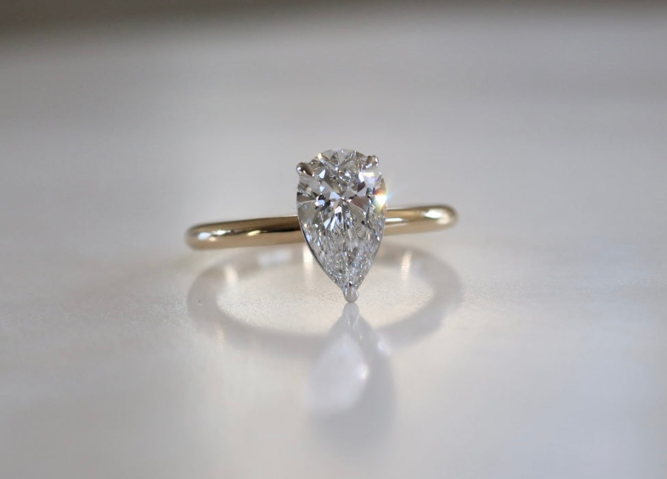 1.5ct Peat Cut Diamond Solitaire Ring Two Tone Gold