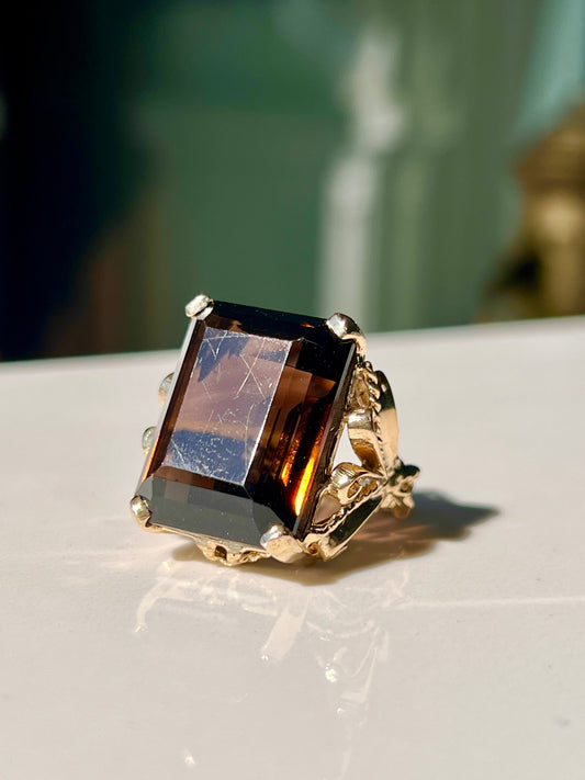 20.9ct Natural Smoky Quartz 14kt Yellow Gold