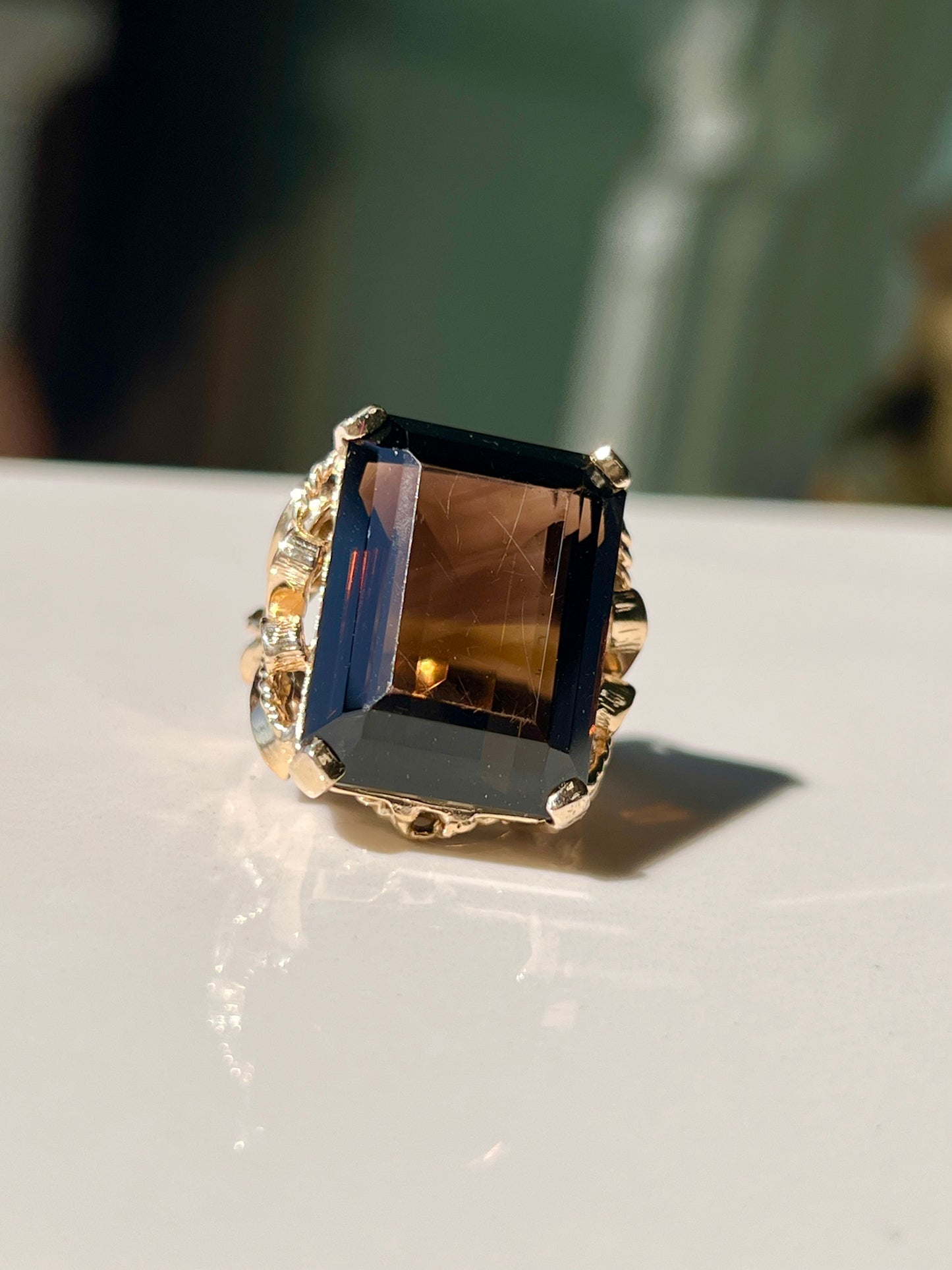 20.9ct Natural Smoky Quartz 14kt Yellow Gold