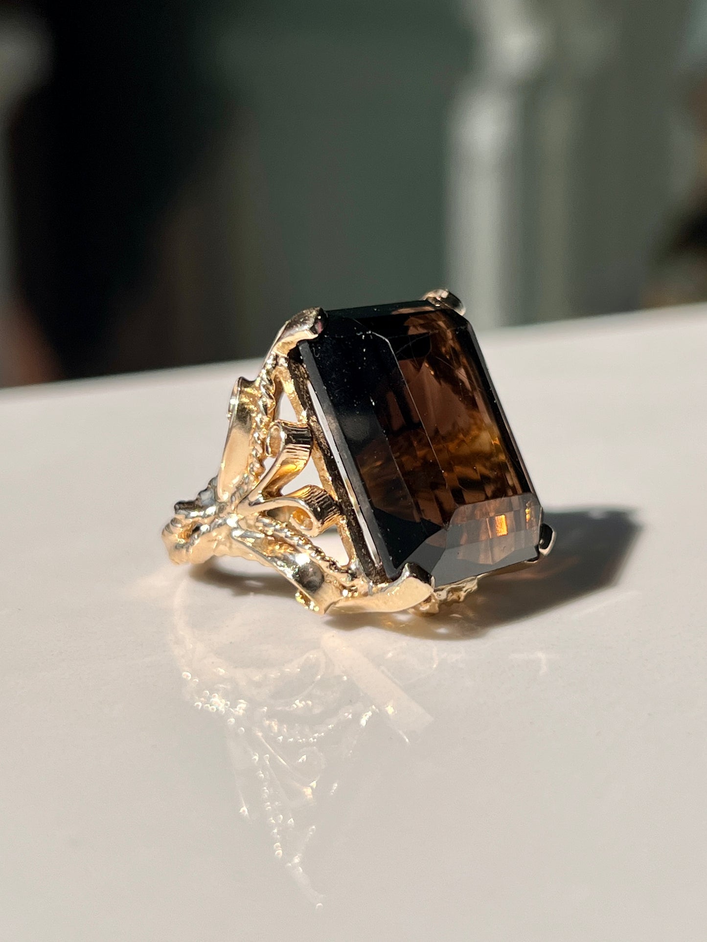 20.9ct Natural Smoky Quartz 14kt Yellow Gold