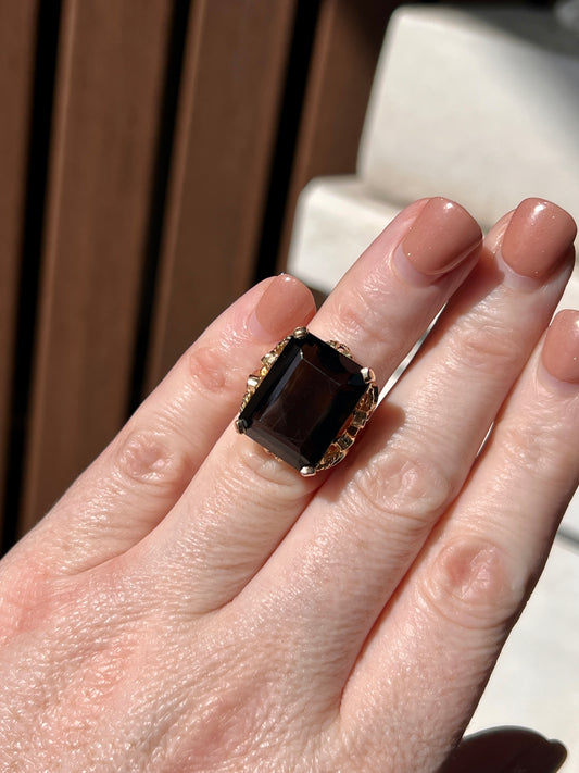 20.9ct Natural Smoky Quartz 14kt Yellow Gold