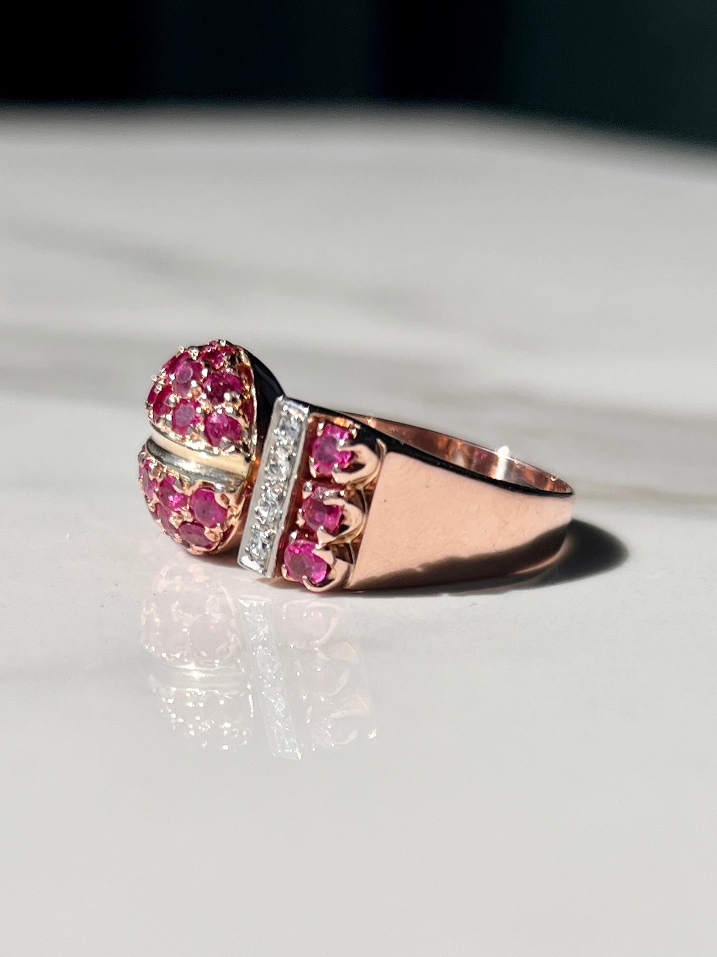 Natural Ruby & Old Cut Diamond Vintage Ring