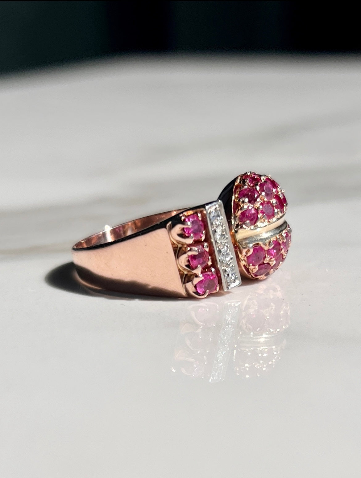 Natural Ruby & Old Cut Diamond Vintage Ring