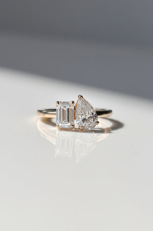 Page | Toi et Moi 1.75ct Pear & Emerald Cut Ring