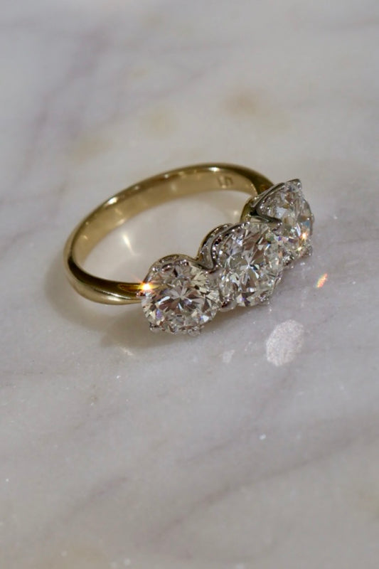 Opportunity Buy - 4.12ct Trilogy Ring Two Tone Gold