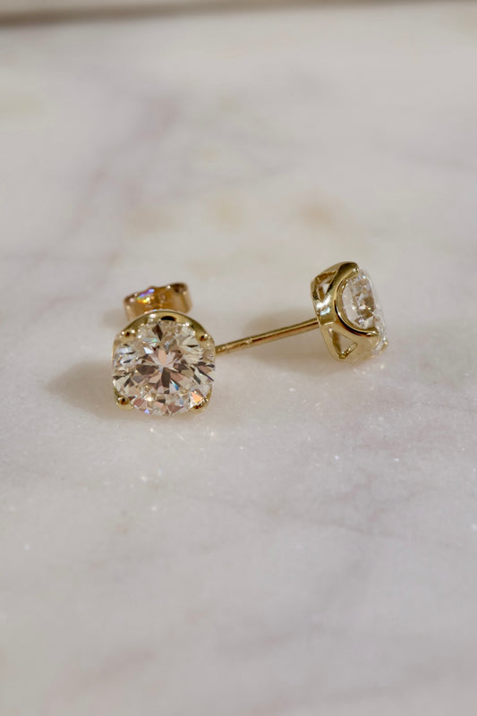 Opportunity Buy - 4.02ct Tulip Style Diamond Studs Yellow Gold