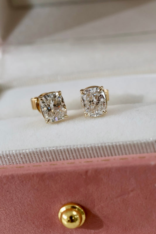 Lumi - 2ct Elongated Cushion Cut Diamond Stud Earrings